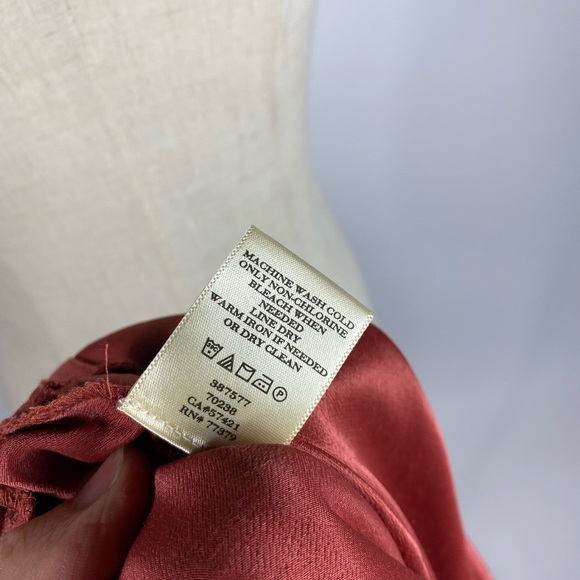 ANN TAYLOR Drapey Zipper Front Long Sleeve Dress Coral Womens Small - Picture 8 of 10